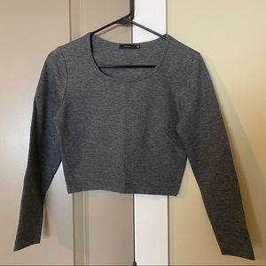 Talula Babaton Gray Long Sleeve Crop Top Size M